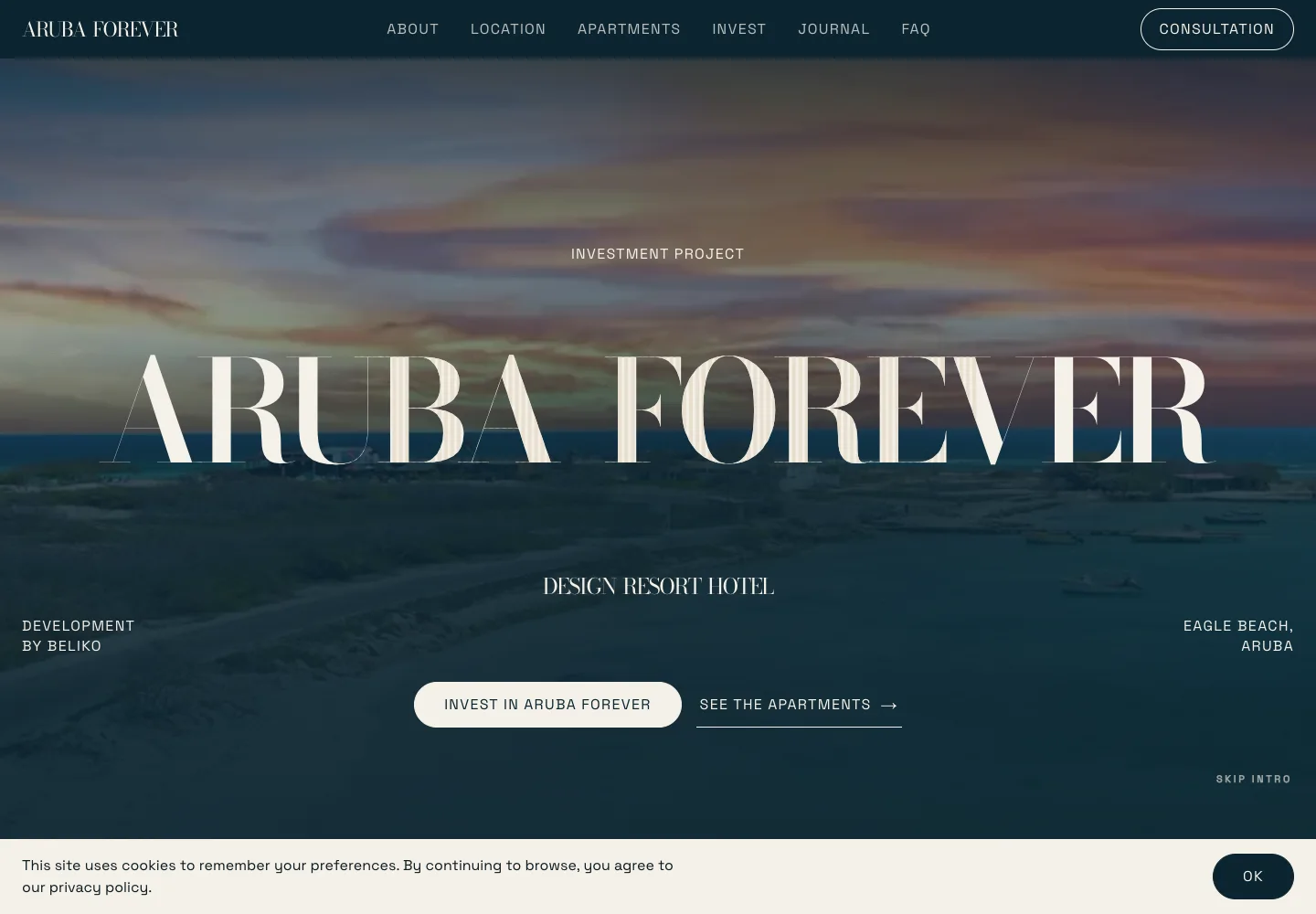 Aruba Forever cinematic property website