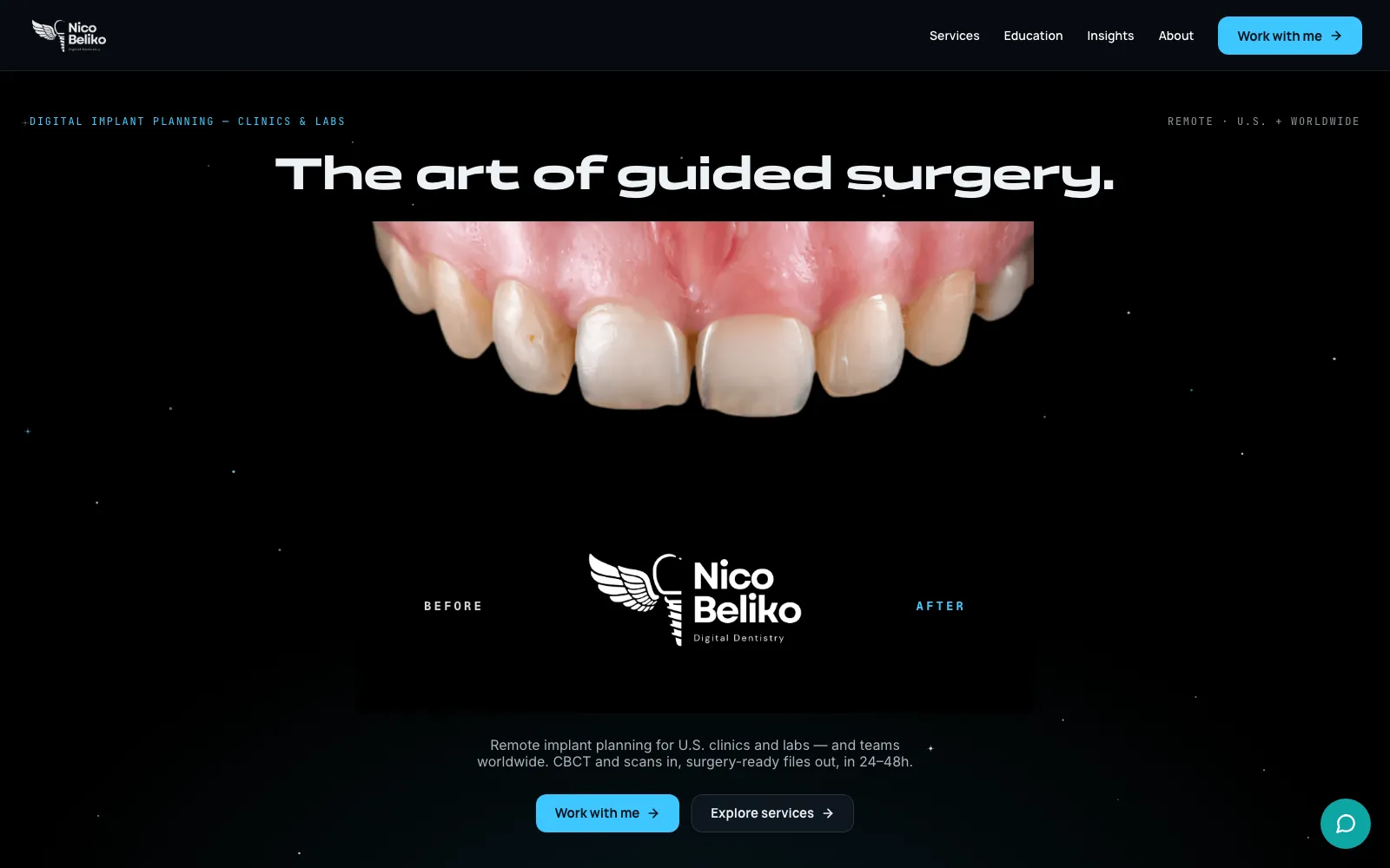NB Digital Dentistry homepage reading The art of guided surgery.